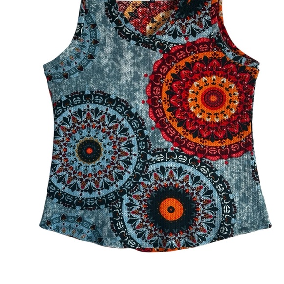 Iwolence Boho Mandala Tank Top – Colorful Festival V-Neck Sleeveless Blouse (XL) - Picture 7 of 13